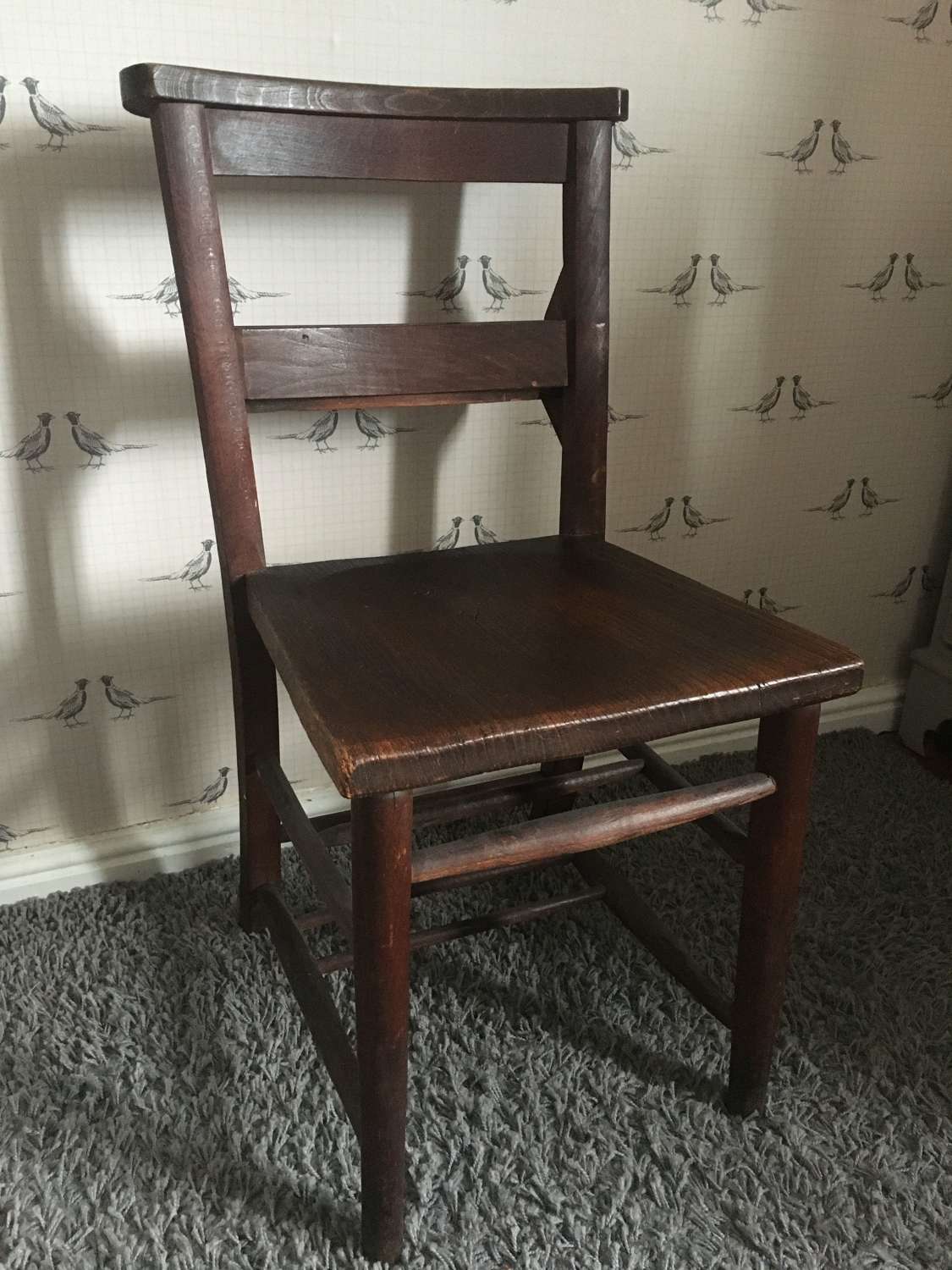 Oak Chapel Chair With Hymn Book Shelf