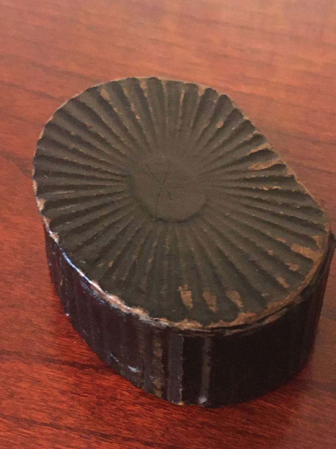 Georgian Papier Mache Scalopped Shape Snuff Box