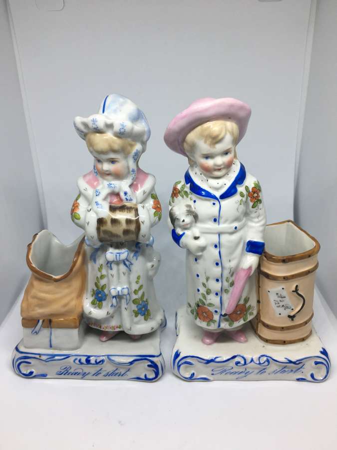 Pair Of 19th Century Ceramic Vesta Holders