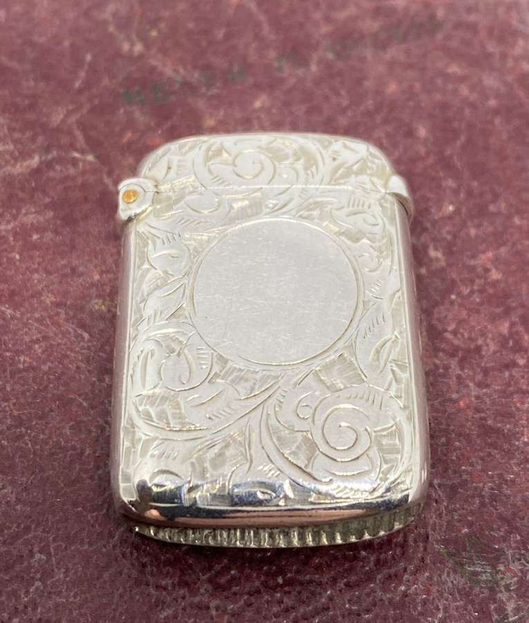 Fine Gilded Solid Silver Vesta Case Birmingham 1891 William Neale