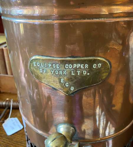 Large Rare Copper Tea Urn By Eclipse Copper Co. York