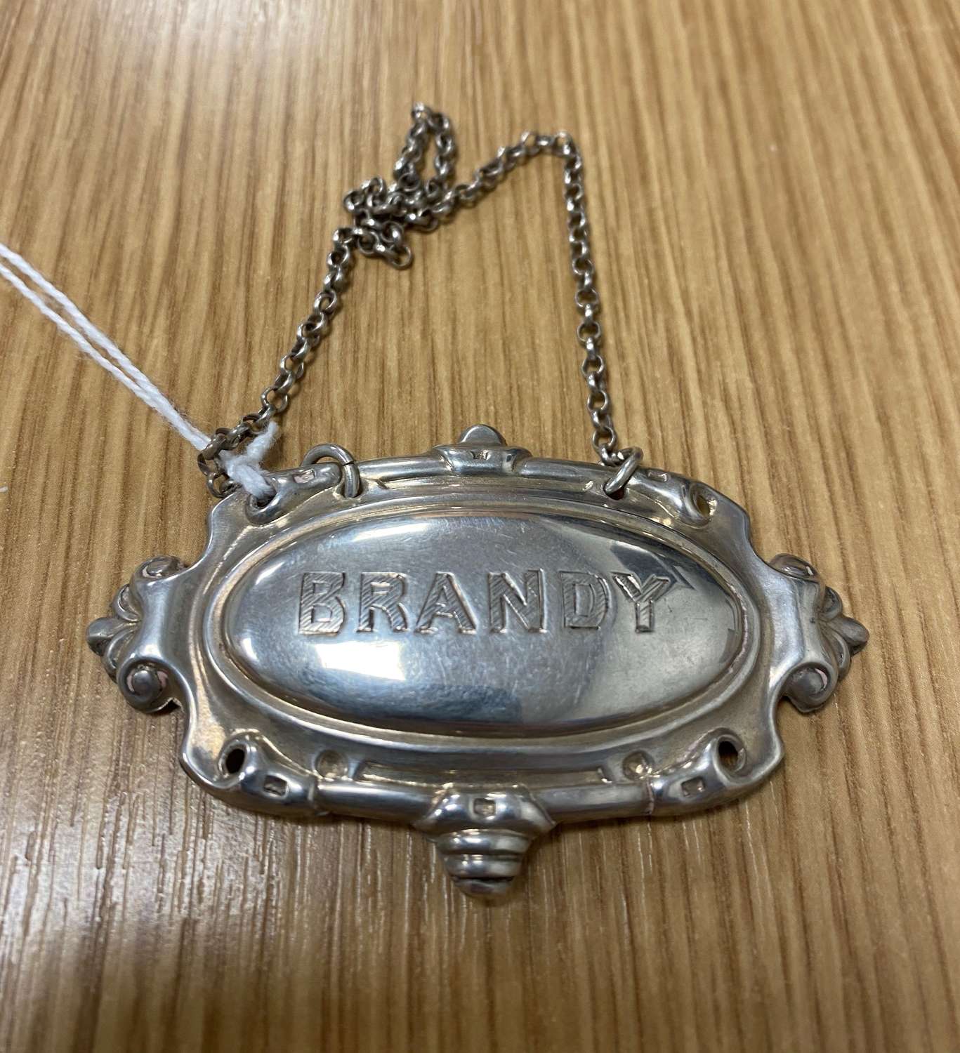 Antique Solid Silver Brandy Decanter Label