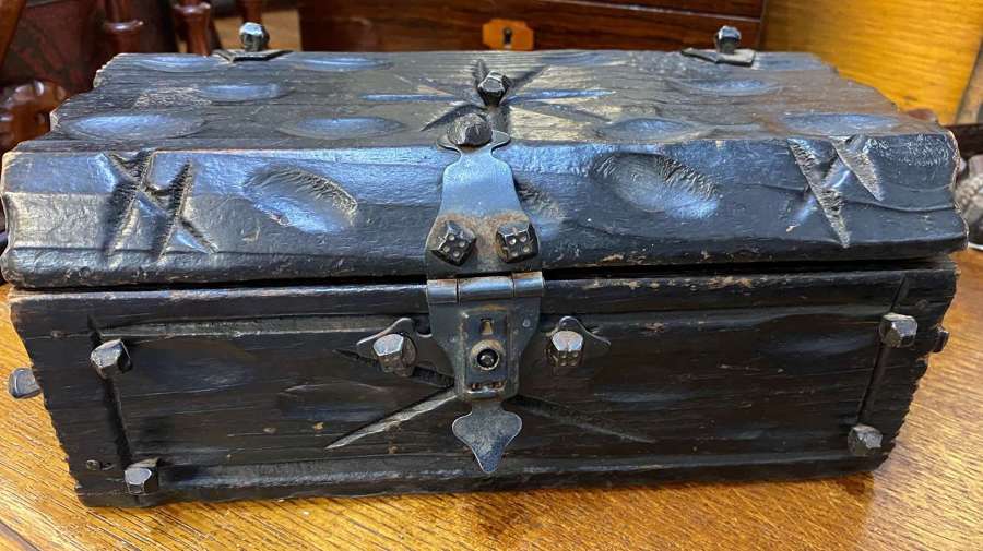 Antique French Wooden & Iron Casket