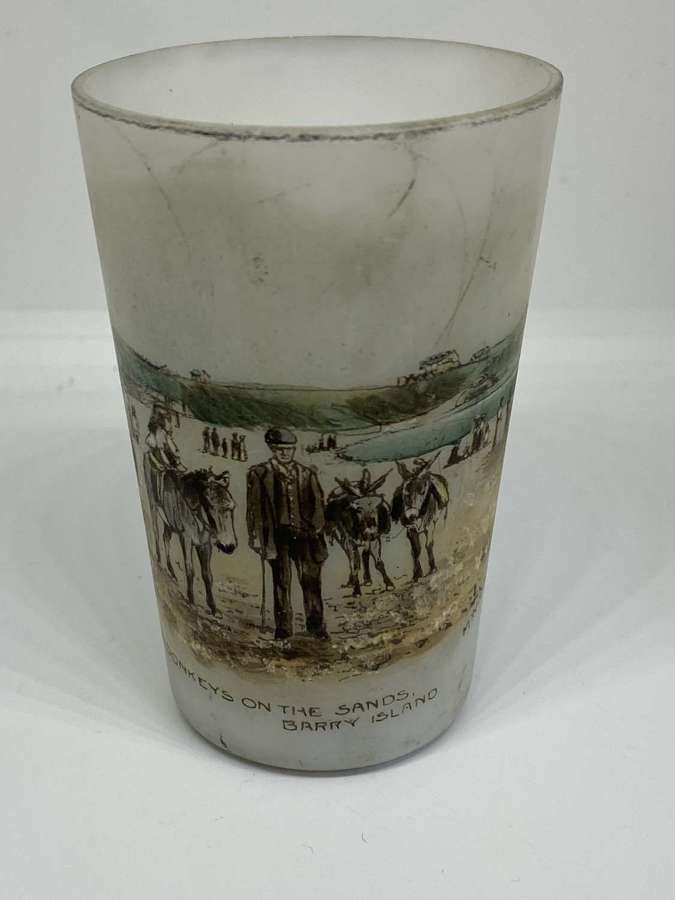 Dolhain Wirth Opaque Glass Vase With Barry Island Scene