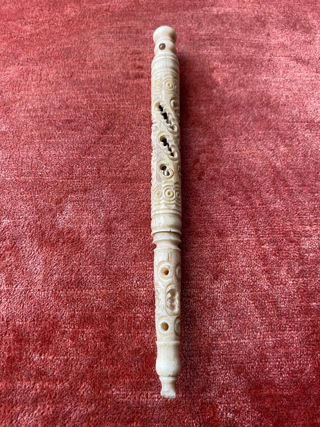 Carved Bone Dip Pen With Stanhope