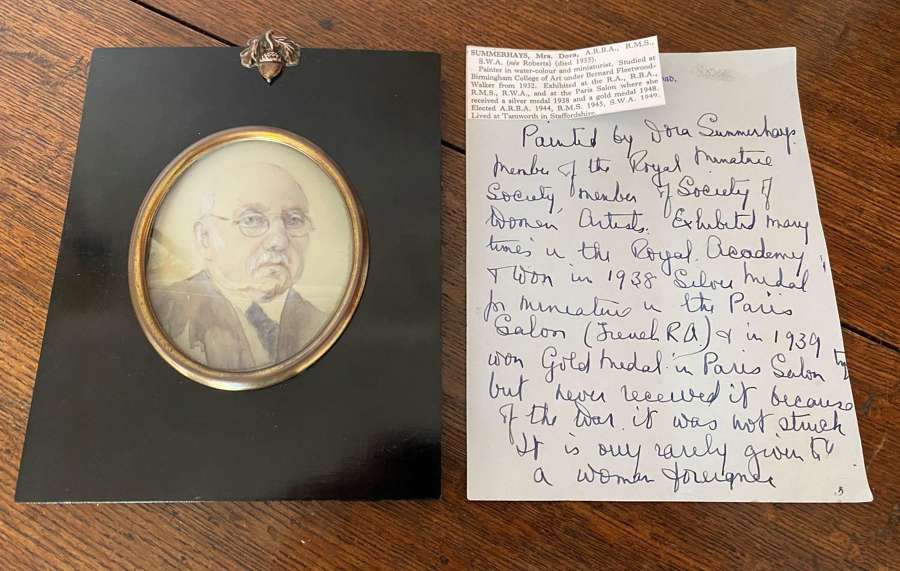 Miniature Watercolour On Ivorine By Dora Summerhays