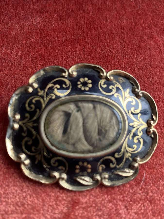Victorian Mourning Brooch With Hair & Inscrption
