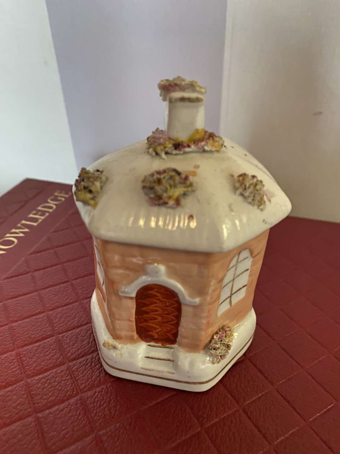 Staffordshire Pottery Six Sided Toll House Money Box