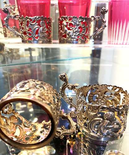 Set Of Six Antique Silver Glass Holders By William Comyns