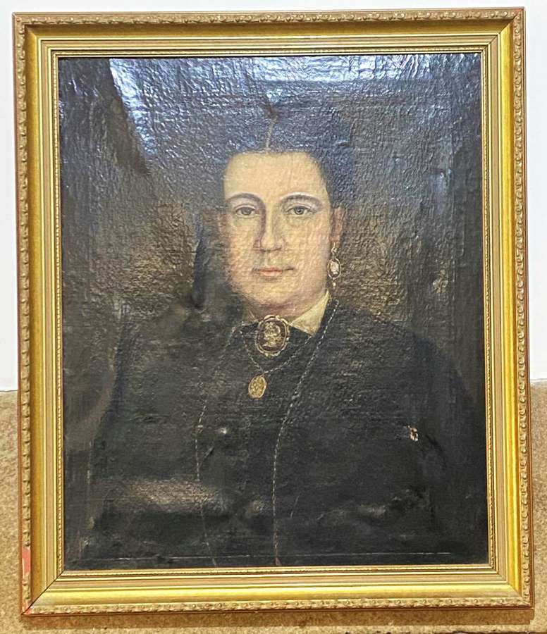 19th Century European School Oil On Canvas Of Lady In Mourning