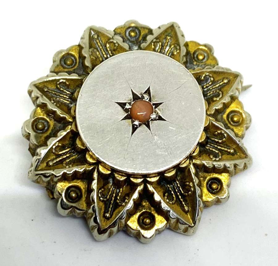 Georgian Rolled Gold Mourning Brooch With Hair