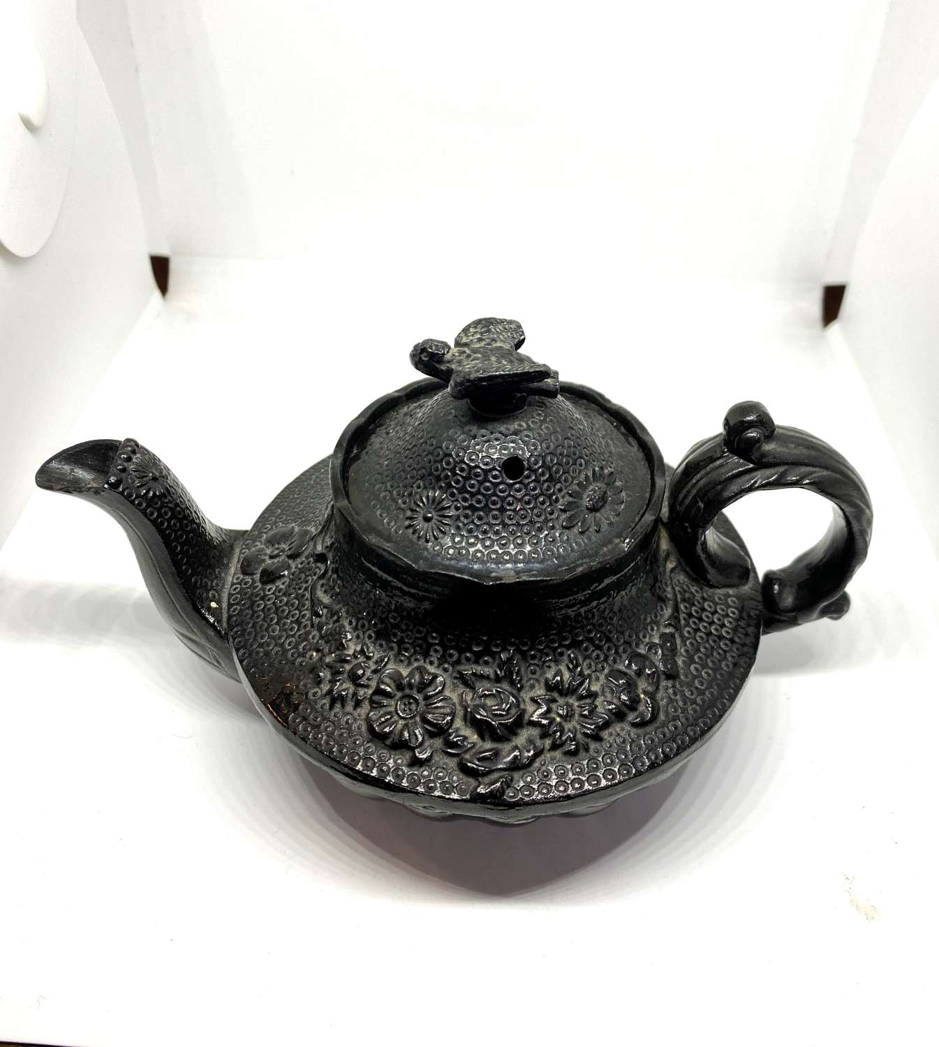 Antique Staffordshire Black Basalt Teapot