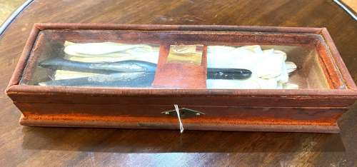 Victorian Silvered Glove Stretchers, Gloves & Box