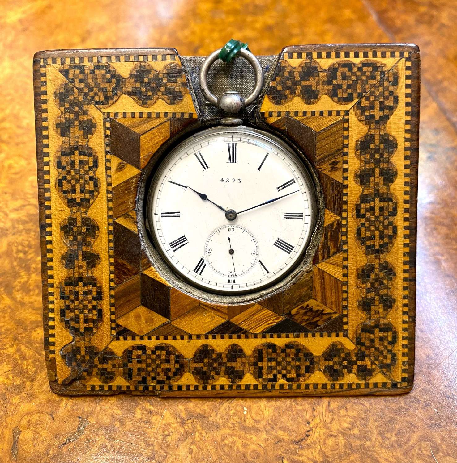 Antique Tunbridge Ware Pocket Watch Stand