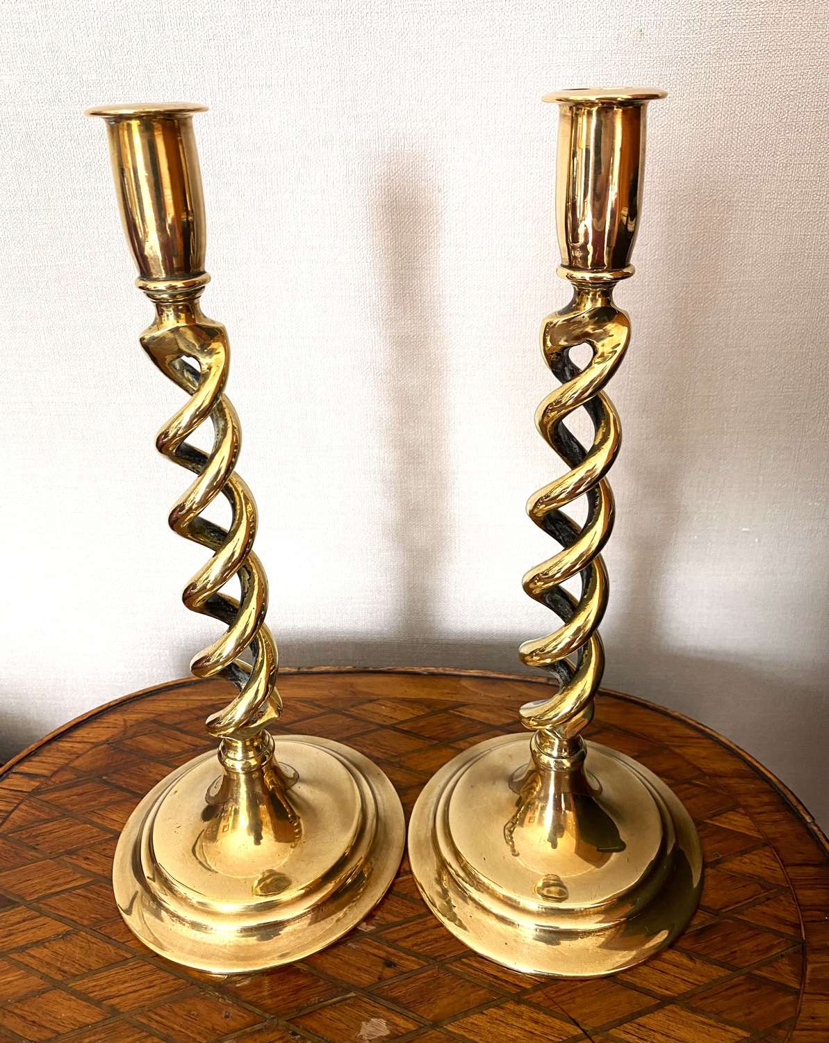 Victorian Brass Barleytwist Candlesticks