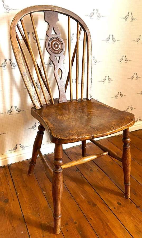 George III Ash, Fruitwood & Sycamore Windsor Chair By W. Griffin