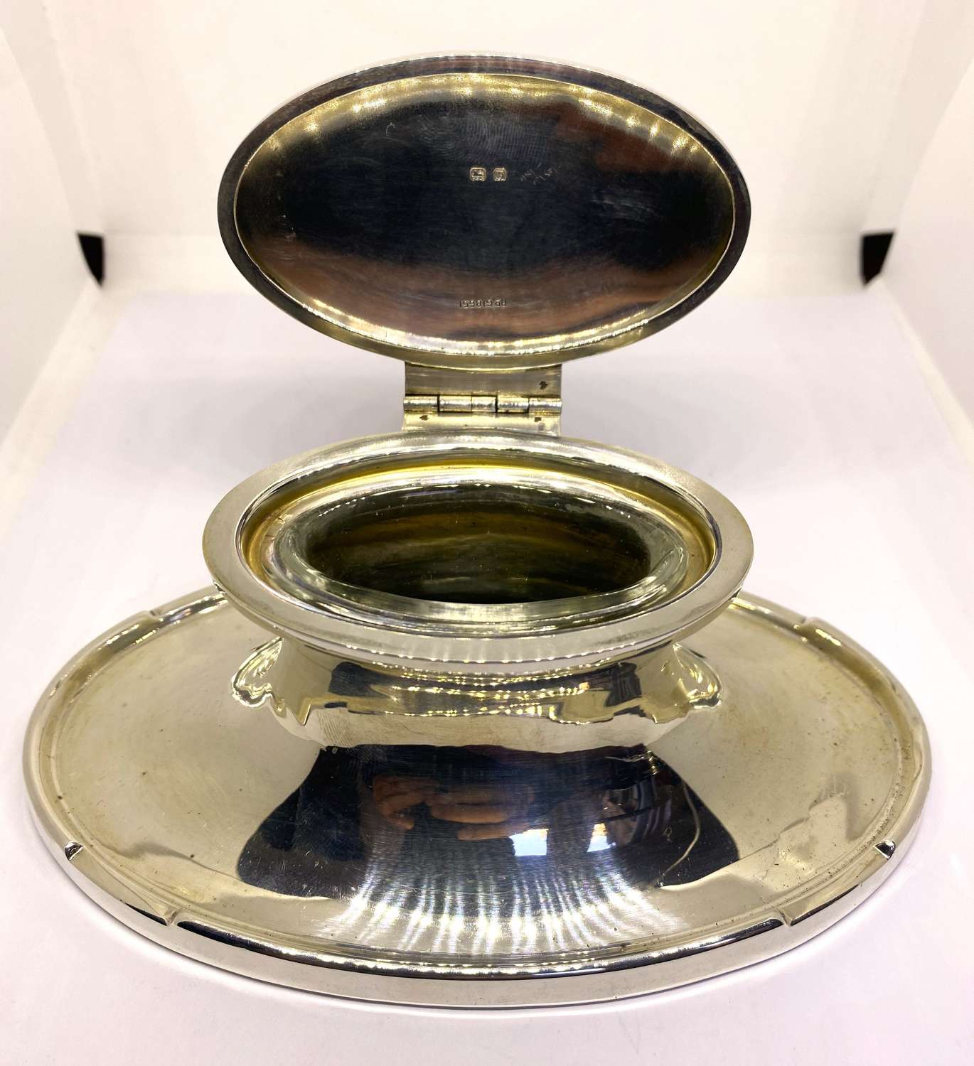 George V Silver Capstan Inkwell With Liner