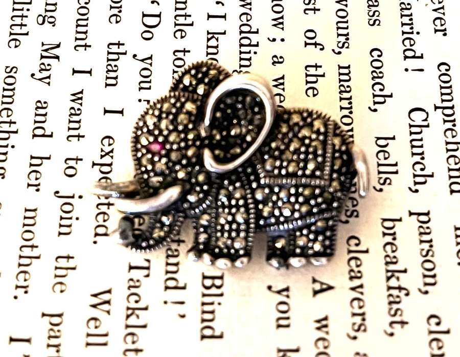 Small Elephant Brooch With Red Stone Eye