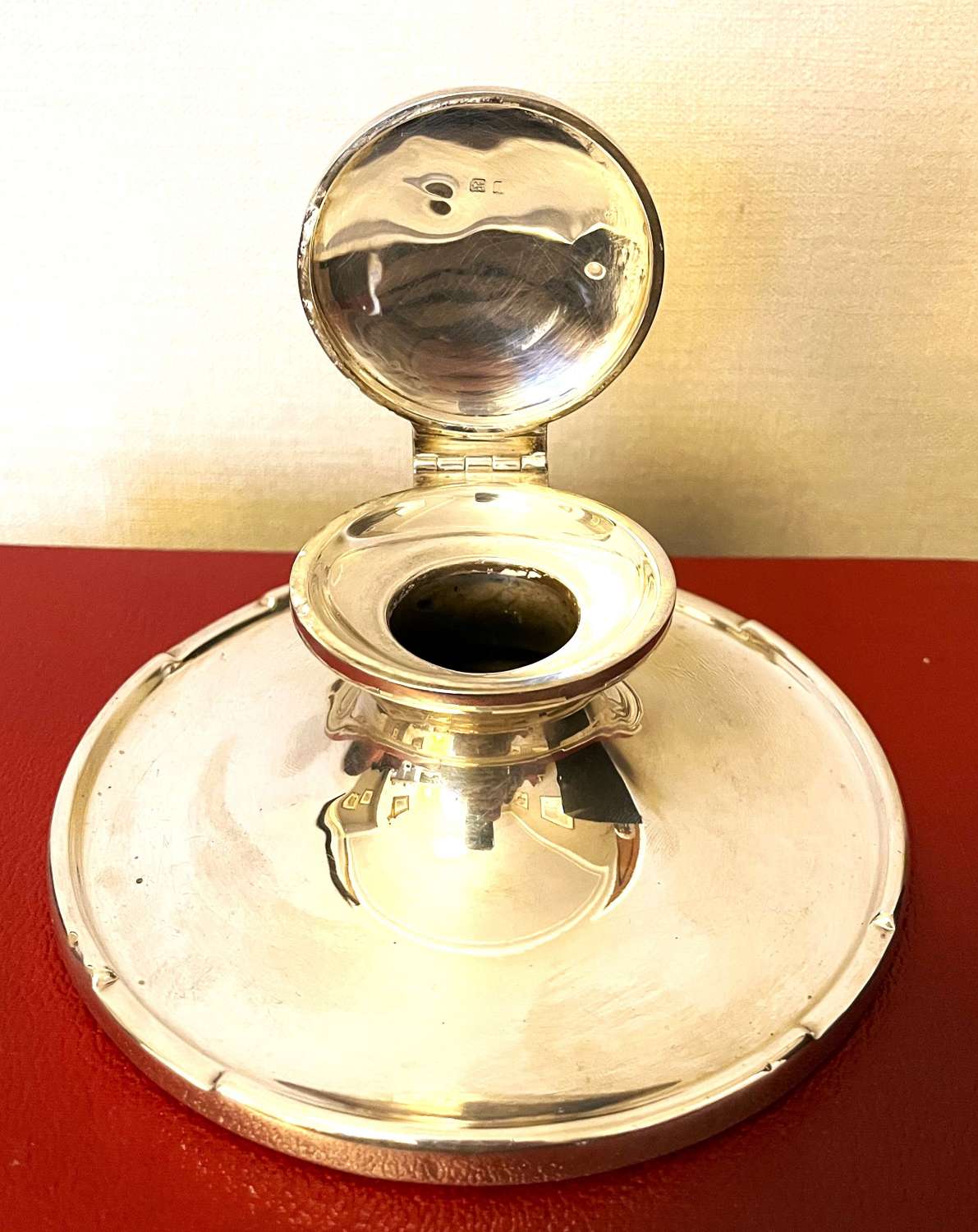 Large Silver Capstan Inkwell