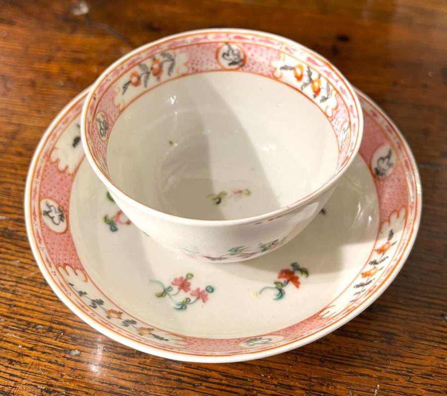 Fine Quality New Hall Tea Bowl & Saucer c1790