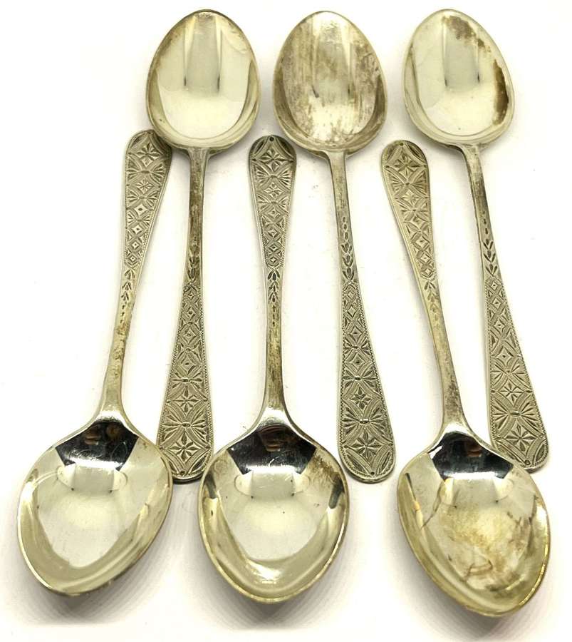 Set Of Six Silver Teaspoons 1891