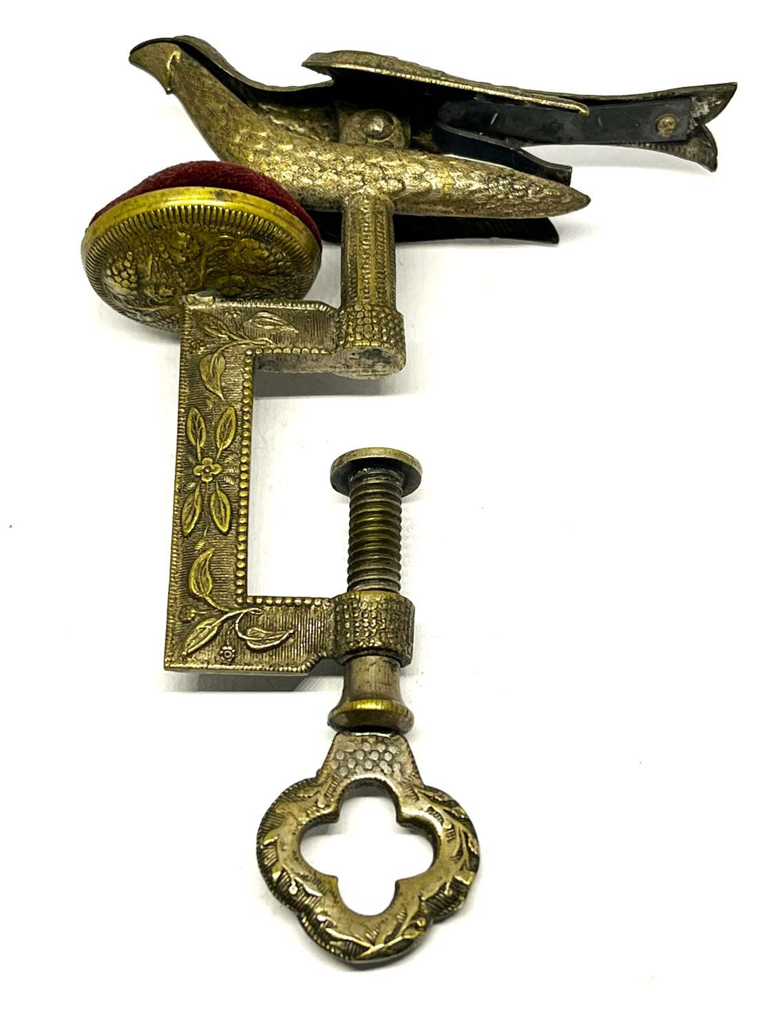 Victorian Gilt Metal Hemming Bird Sewing Clamp