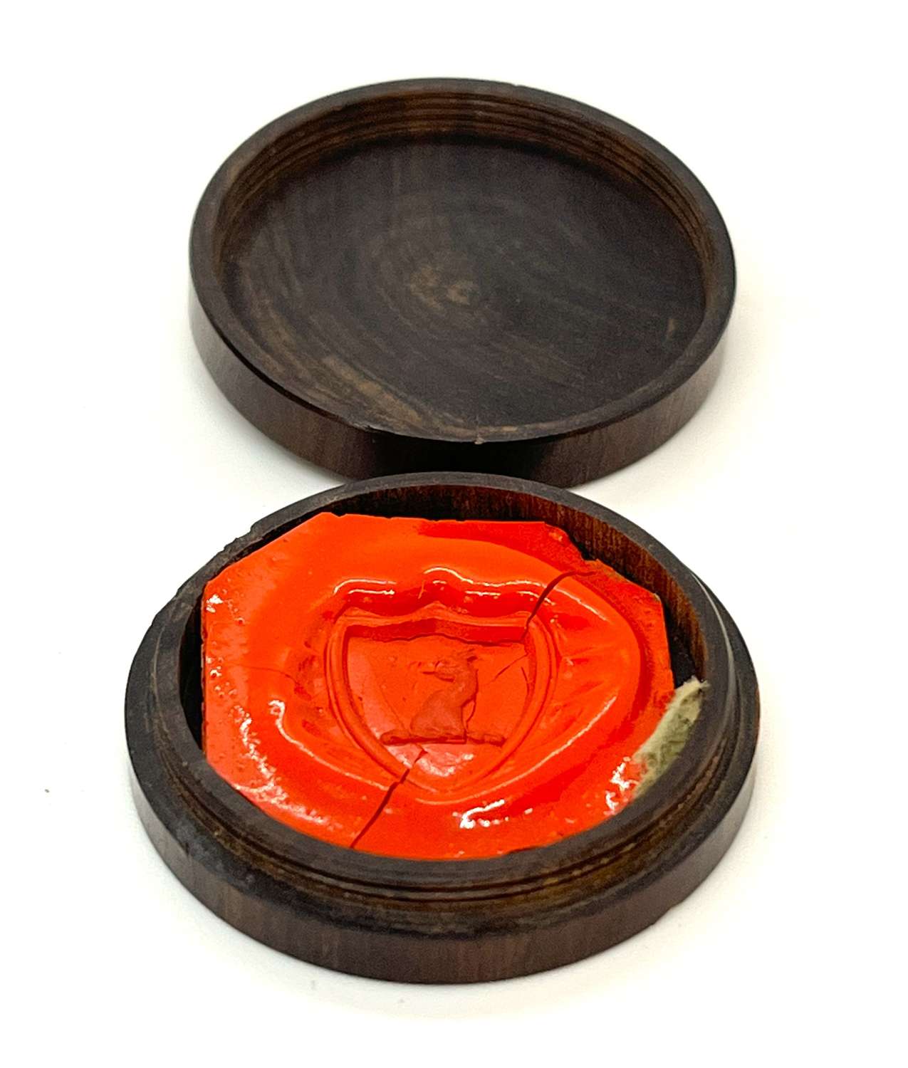 Georgian Wax Seal In Turned Wooden Box