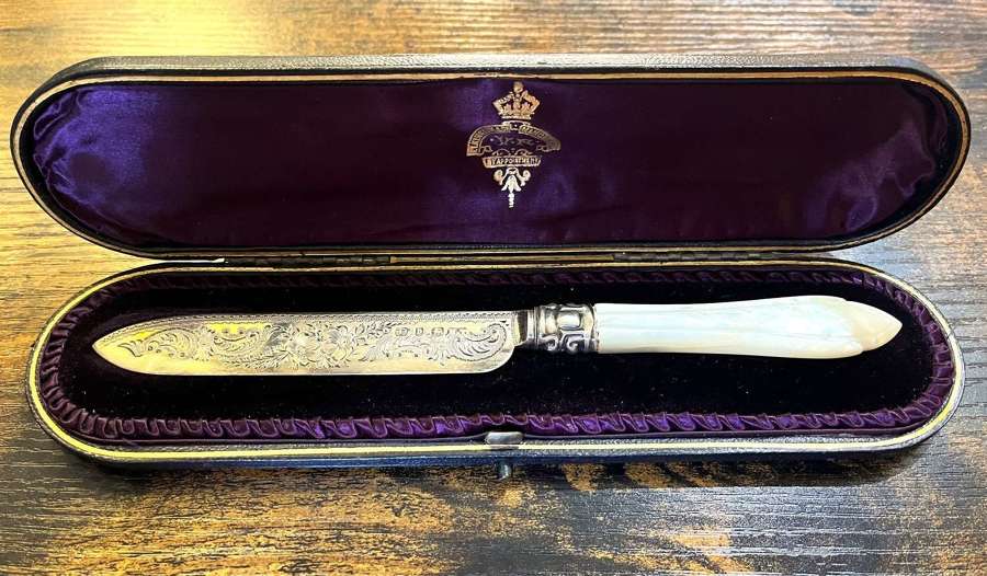 Cased Silver & Mother Of Pearl Cake Knife