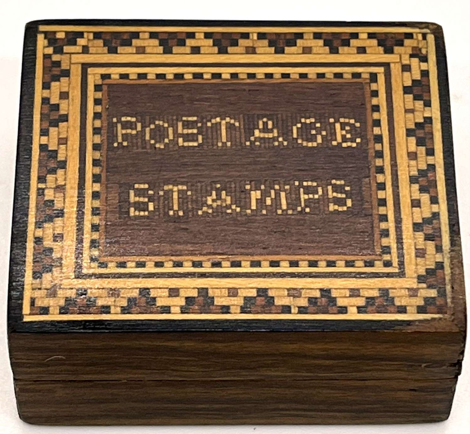 Tunbridge Ware Inlaid Marquetry Postage Stamps Box