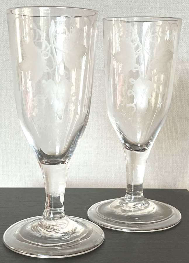 Pair 18th Century Ale Glasses
