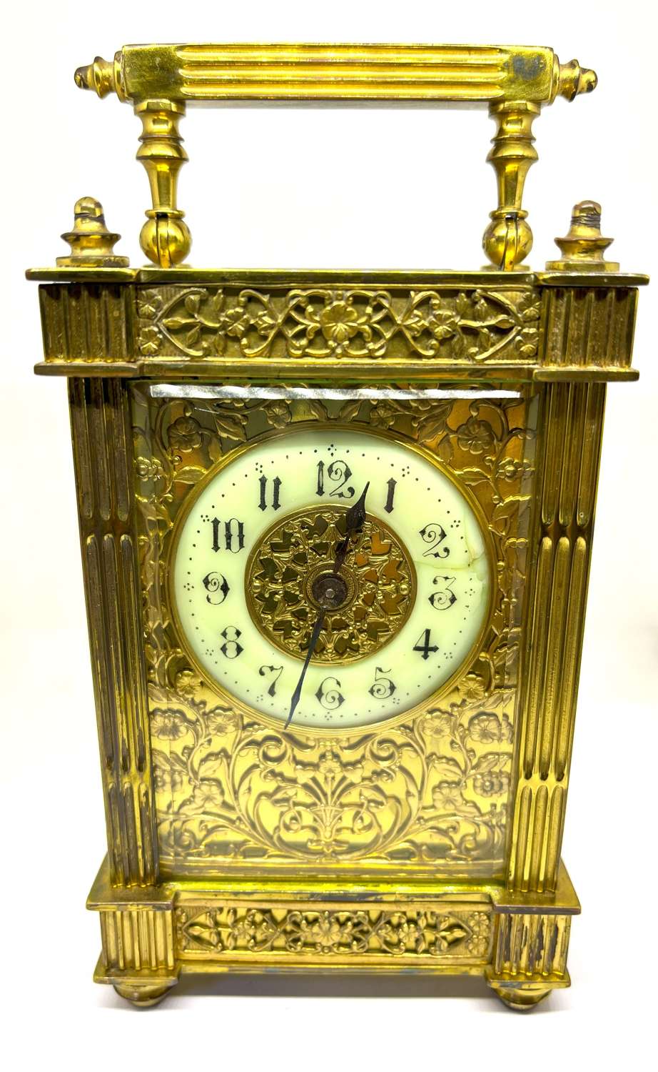19thC Gilded Brass Carriage Clock