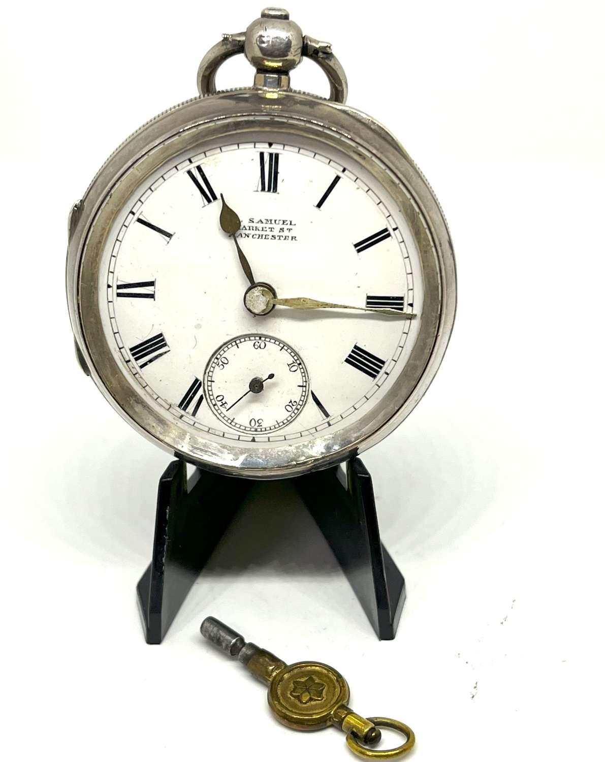 19th Century Chester Silver Pocket Watch By H Samuel