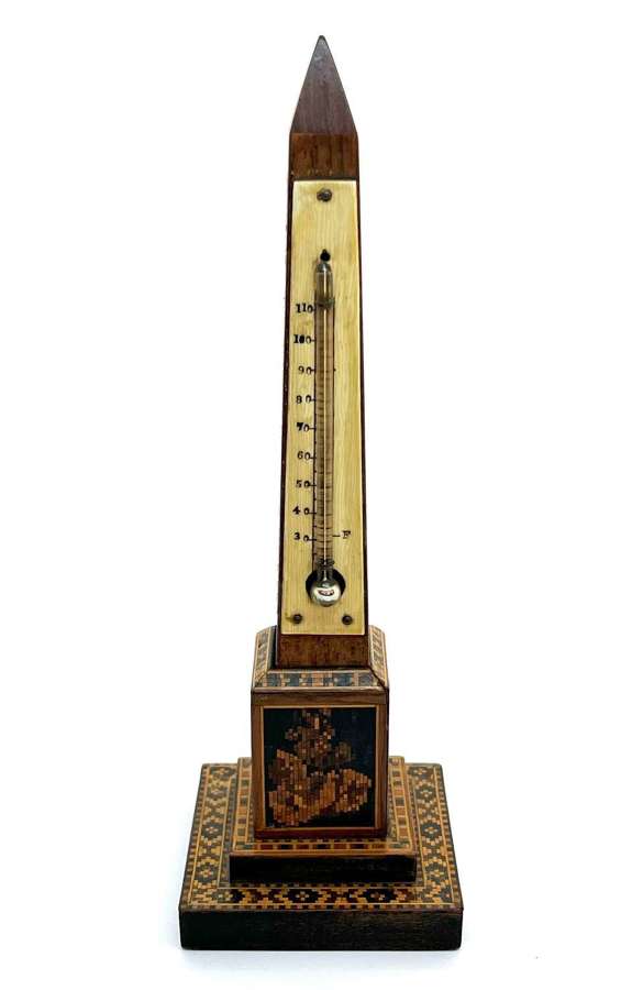 Tunbridge Ware Obelisk Desk Thermometer