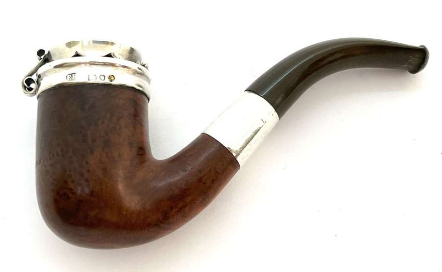 Silver & Briarwood Pipe With Case