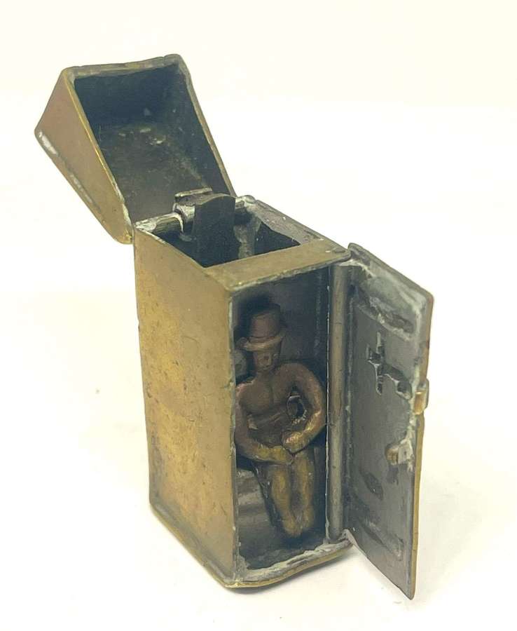 Novelty Brass Vesta As A Privy With Gentleman On Loo