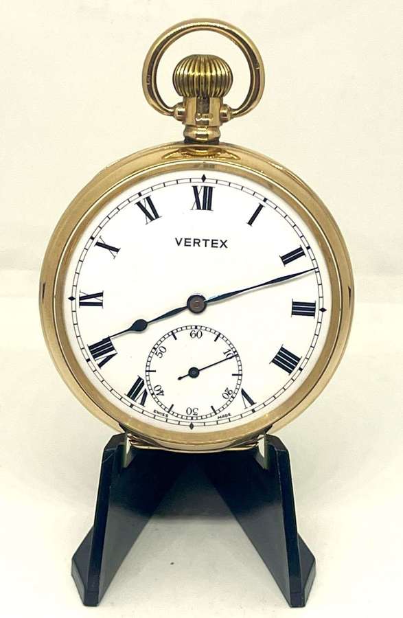 9ct Gold Swiss Vertex Revue Pocket Watch