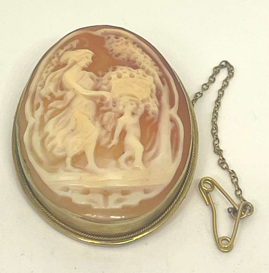 Cameo Brooch Set In Silver Gilt Frame