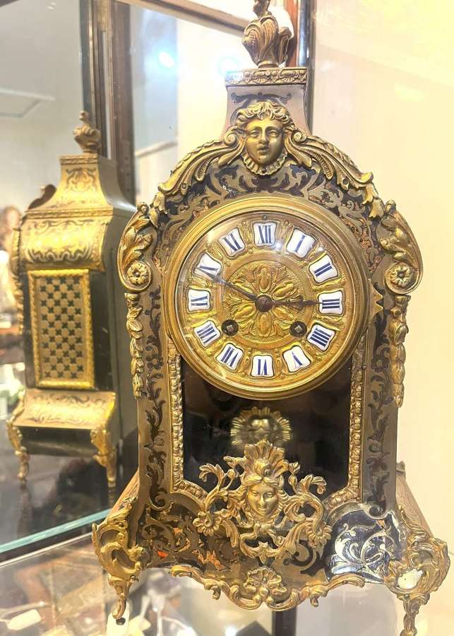 French Boulle Mantle Clock By Japy Freres