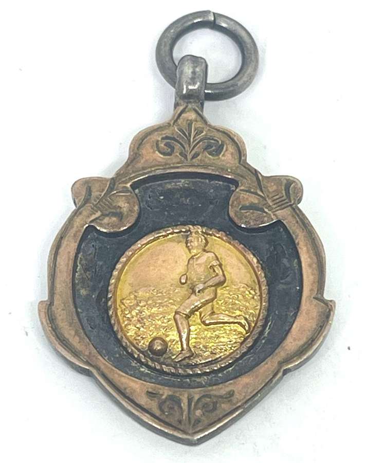 Silver & Gold Football Fob Medal