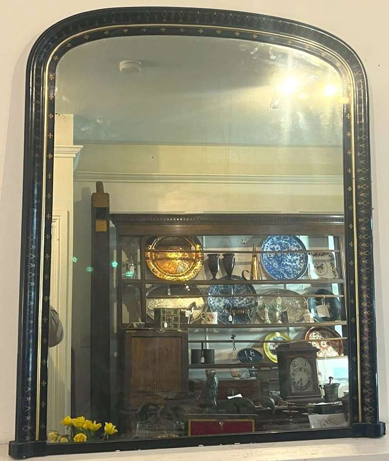 Victorian Black & Gilt Overmantel Mirror