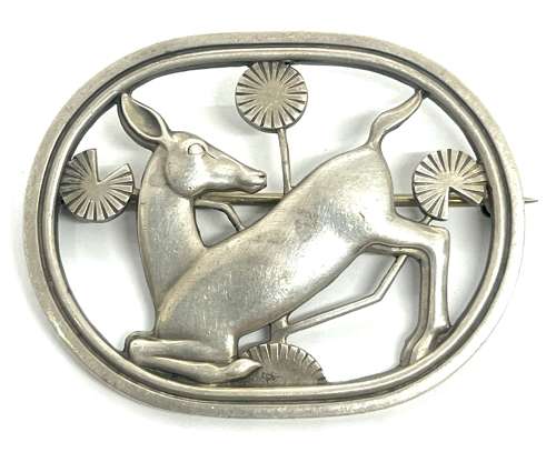 Georg Jensen Norwegian Silver Deer Brooch 256