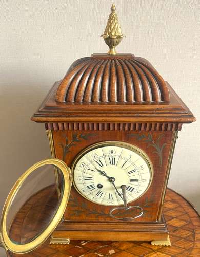 French Brass Inlaid Bracket Clock Marti Paris Movement