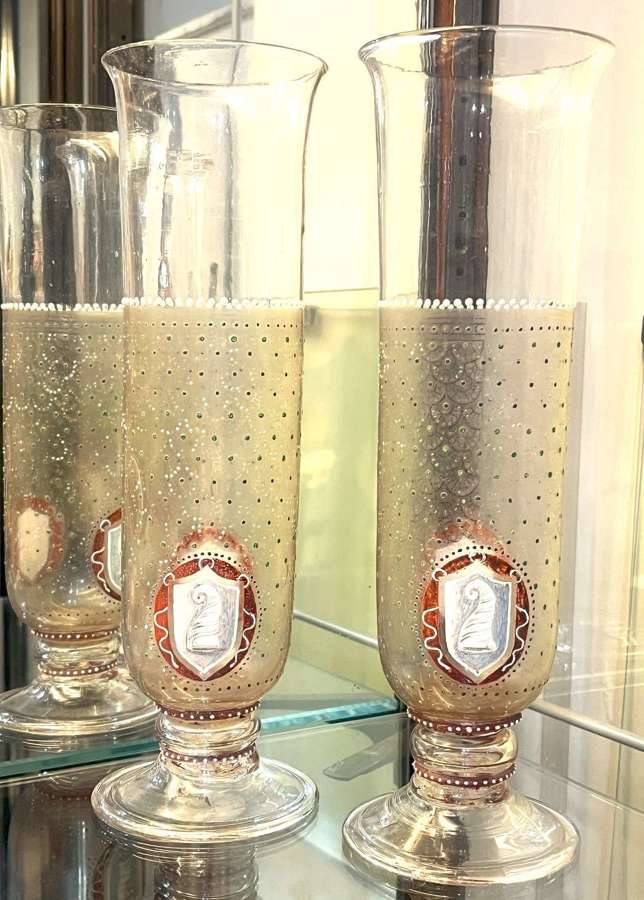 Fine Pair Of German 19th Century Tall Glass Vases