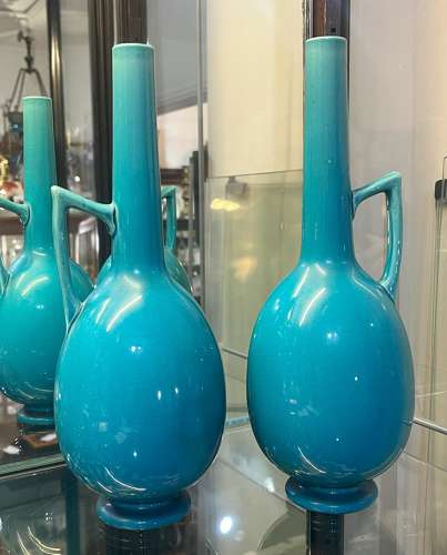 Pair Of Burmantofts Pottery Bottle Vases
