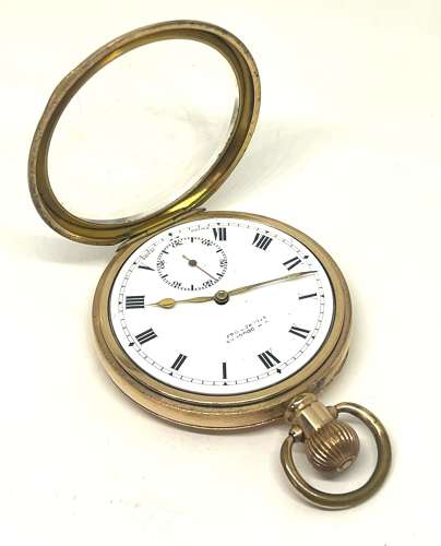 Rolled Gold Open Face Pocket Watch
