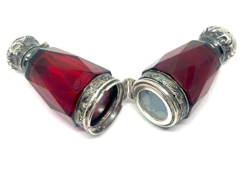 Victorian Ruby Glass Double Scent Bottle With Locket