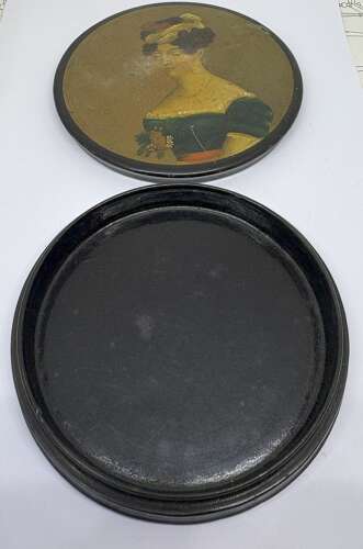 Fine Papier Mache Snuff Box With Painted Portrait