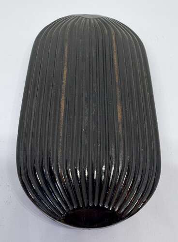 Unusual Ribbed Papier Mache Snuff Box