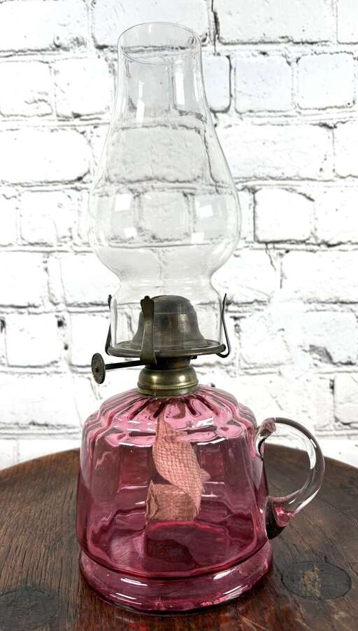 Cranberry Glass Oil Lamp