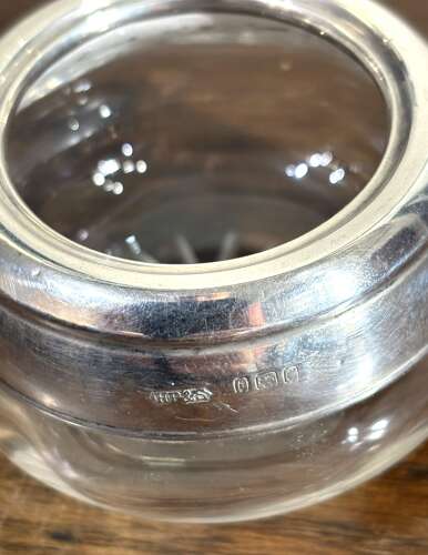 Silver Collared Glass Jar